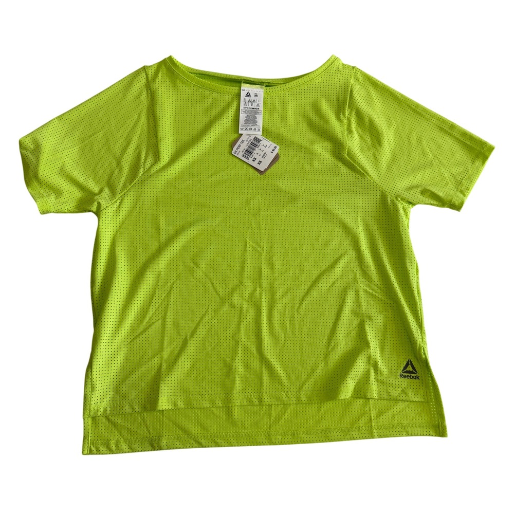 Reebok Womens Speedwick OS Perf Tee Neon Lime Green Mesh Training Top XS DU4116